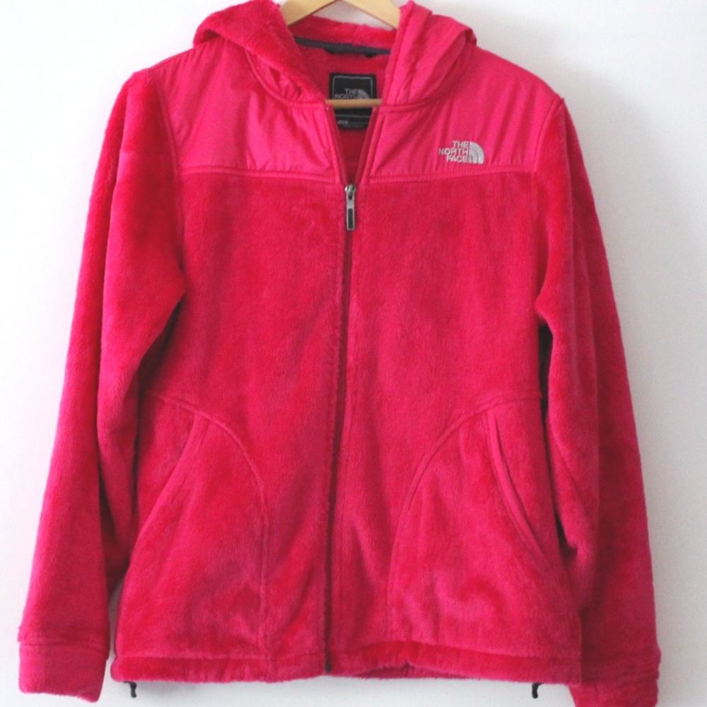North Face hooded Logo Jacket Pink zip up sz M